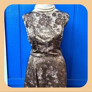 ⚜️VINTAGE Cream Satin Jacquard Cocktail Dresss⚜️